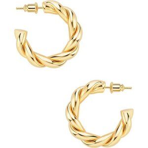 Chunky Gold Hoop Earrings, Small Gold Hoop Earrings Women 14K Real Gold Plated